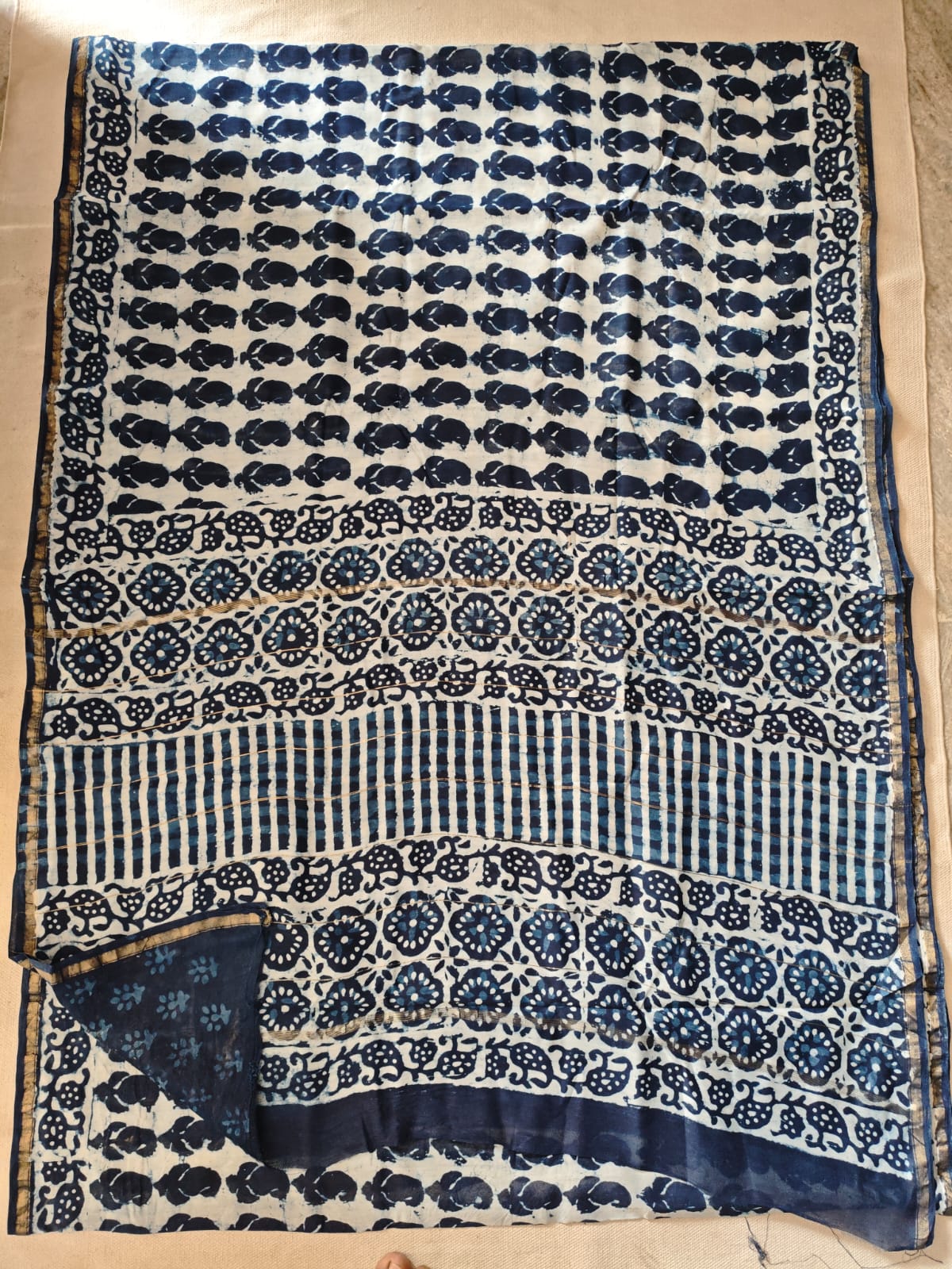 Bagru Hand Block Printed Chanderi Silk Saree with Blouse (CSS99)