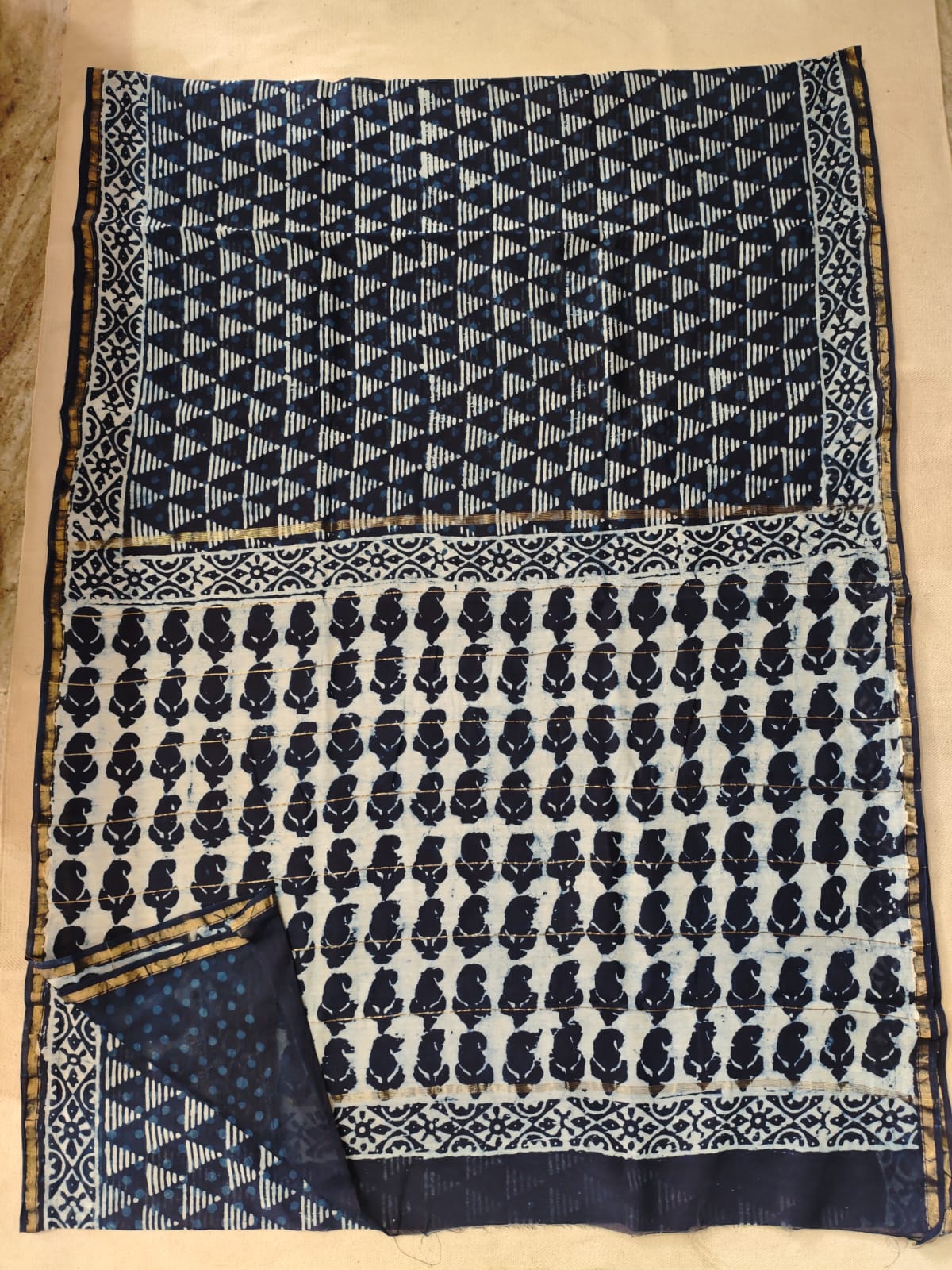 Bagru Hand Block Printed Chanderi Silk Saree with Blouse (CSS97)