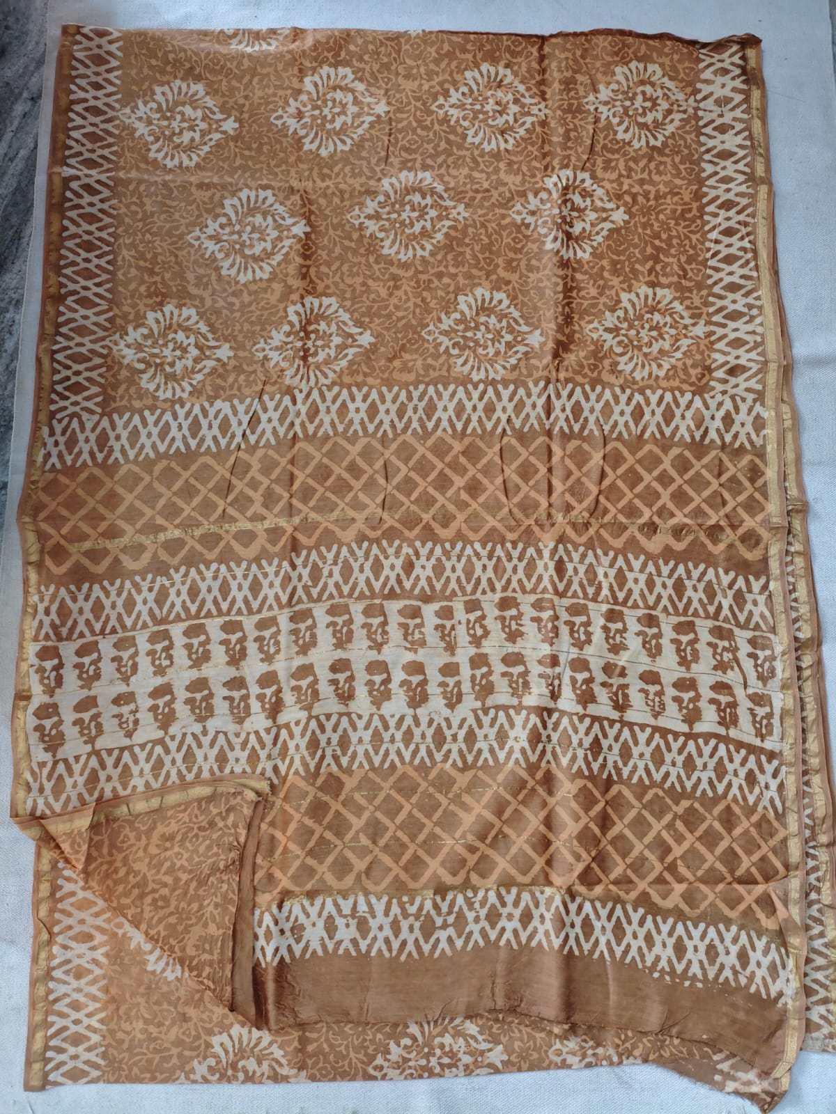 Bagru Hand Block Printed Chanderi Silk Saree with Blouse (CSS103)