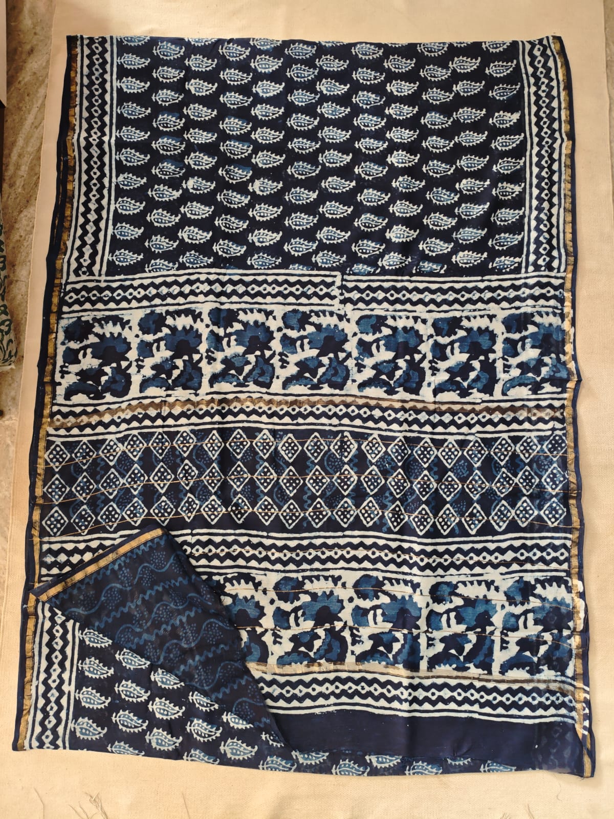 Bagru Hand Block Printed Chanderi Silk Saree with Blouse (CSS104)