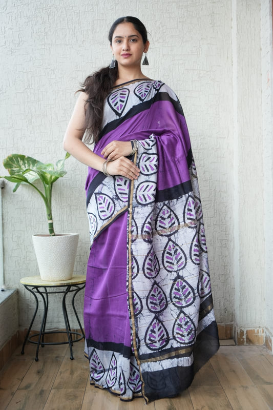 Bagru Hand Block Printed Chanderi Silk Saree with Blouse (CSS111)