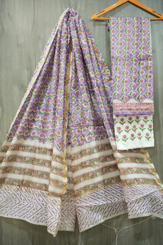 Jaipuri Block Printed Chanderi Silk Suits (CIN80)
