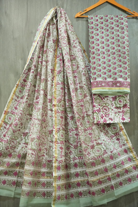 Jaipuri Block Printed Chanderi Silk Suits (CIN82)