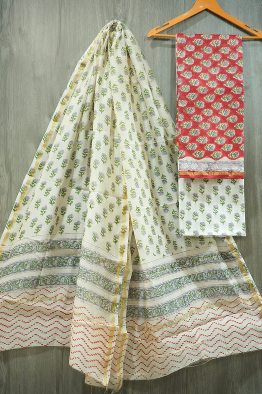 Jaipuri Block Printed Chanderi Silk Suits (CIN84)