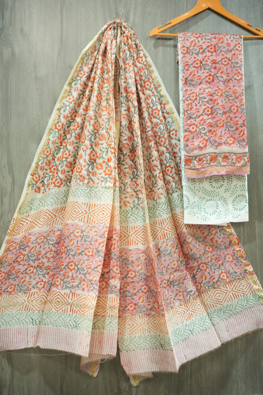 Jaipuri Block Printed Chanderi Silk Suits (CIN85)