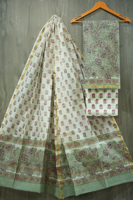 Jaipuri Block Printed Chanderi Silk Suits (CIN86)