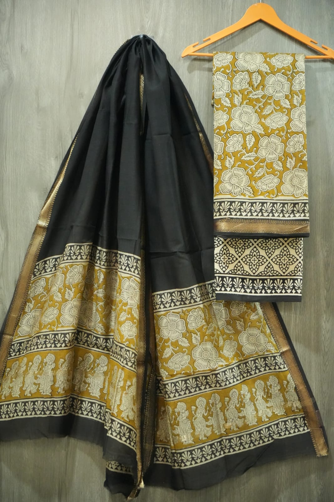 JAIPURI HAND BLOCK PRINTED MAHESHWARI SILK SUIT WITH SILK DUPPATA (MSD100)