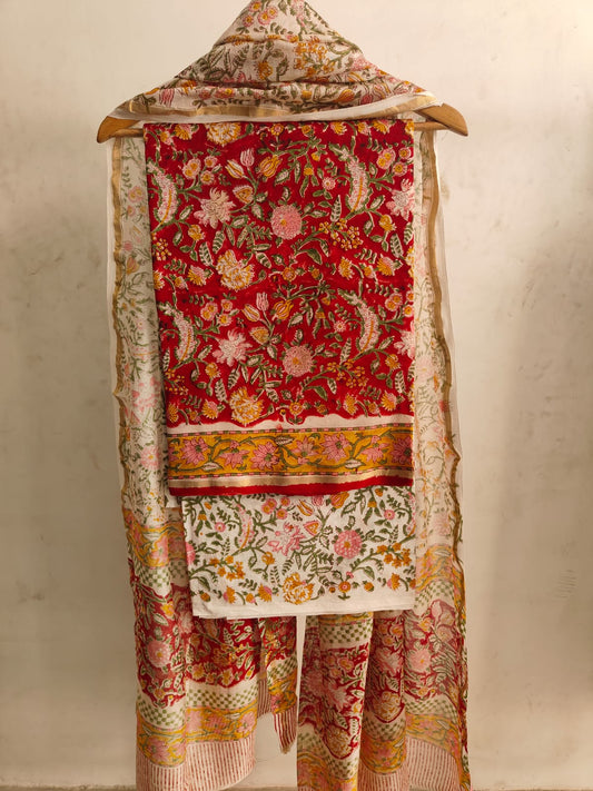 Jaipuri Block Printed Chanderi Silk Suits (CIN89)