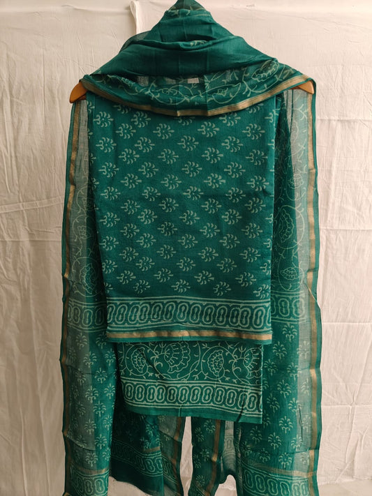 Jaipuri Block Printed Chanderi Silk Suits (CIN90)