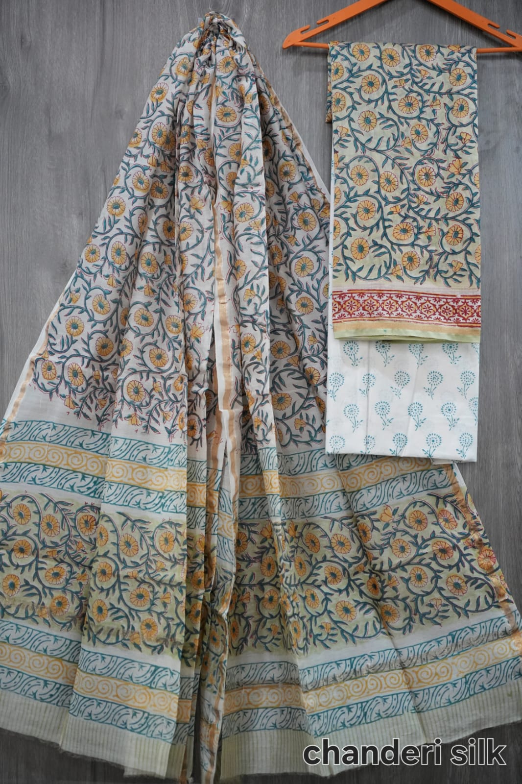 Jaipuri Block Printed Chanderi Silk Suits (CIN87)