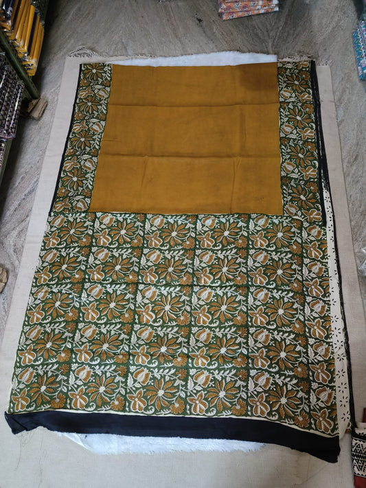 Ajrakh Hand Block Bagru Vanspati Printend Modal Silk Saree with Blouse (CID80)