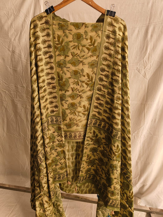 Vanaspati Ajrakh Hand Block Printed Suits Modal Silk Fabric (CIT47)