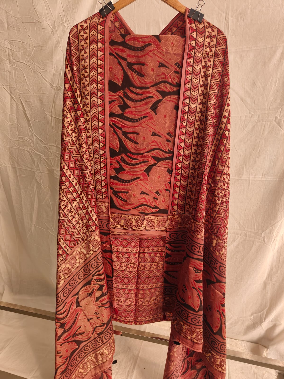 Vanaspati Ajrakh Hand Block Printed Suits Modal Silk Fabric (CIT52)