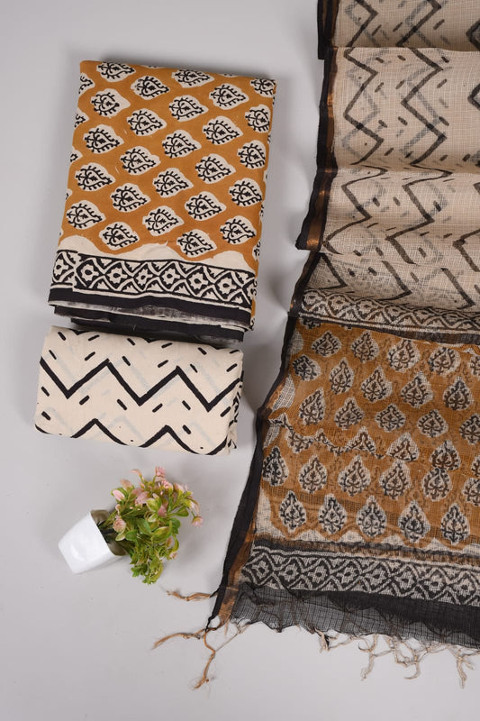 JAIPURI BLOCK PRINTED COTTON SUIT WITH KOTA DUPPATA (CKS87)