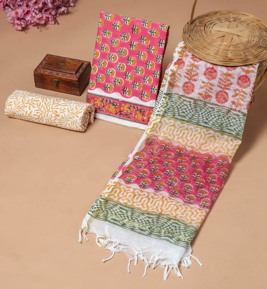 JAIPURI BLOCK PRINTED COTTON SUIT WITH KOTA DUPPATA (CKS91)