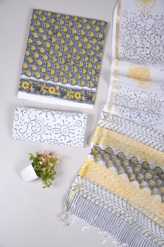 JAIPURI BLOCK PRINTED COTTON SUIT WITH KOTA DUPPATA (CKS99)