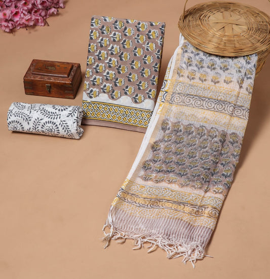 JAIPURI BLOCK PRINTED COTTON SUIT WITH KOTA DUPPATA (CKS102)