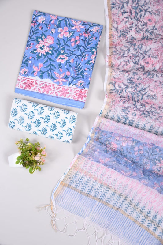 JAIPURI BLOCK PRINTED COTTON SUIT WITH KOTA DUPPATA (CKS98)