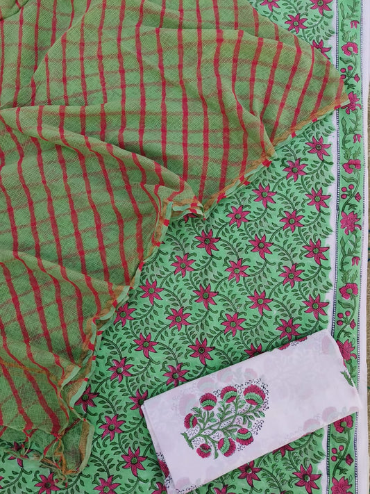 JAIPURI BLOCK PRINTED COTTON SUIT WITH KOTA DUPPATA (CKS104)