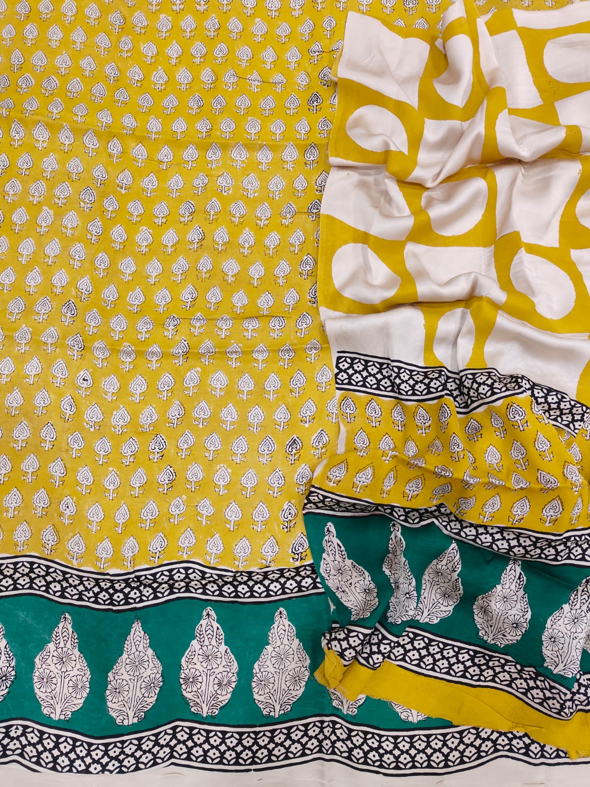 Vanaspati Ajrakh Hand Block Printed Suits Modal Silk Fabric (CIT61)