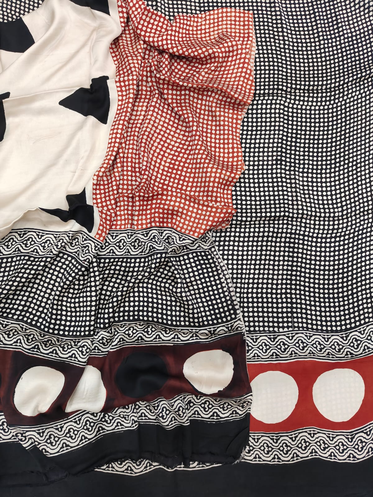 Vanaspati Ajrakh Hand Block Printed Suits Modal Silk Fabric (CIT65)