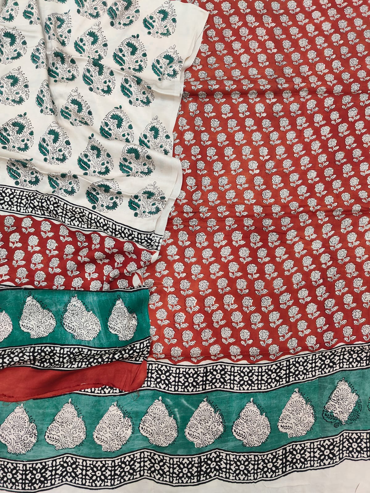 Vanaspati Ajrakh Hand Block Printed Suits Modal Silk Fabric (CIT69)