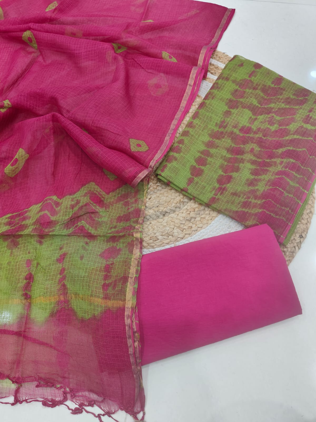HAND BLOCK PRINTED KOTA DORIYA SUIT WITH KOTA DORIYA DUPPATA (FKS88)