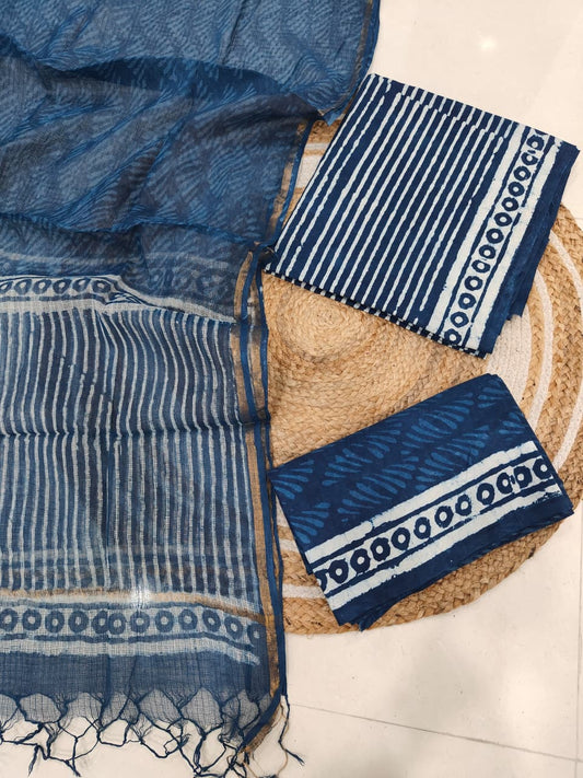 JAIPURI BLOCK PRINTED COTTON SUIT WITH KOTA DUPPATA (CKS129)