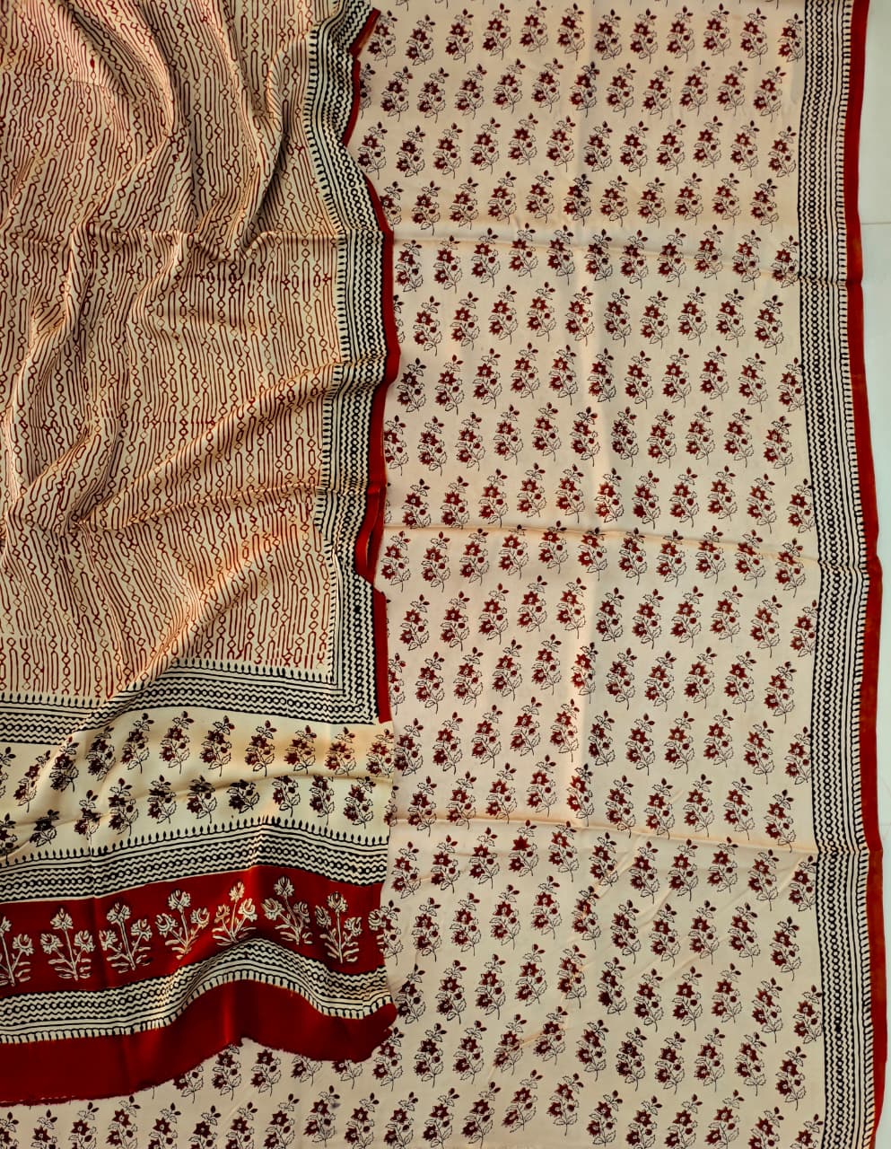 Vanaspati Ajrakh Hand Block Printed Suits Modal Silk Fabric (CIT79)