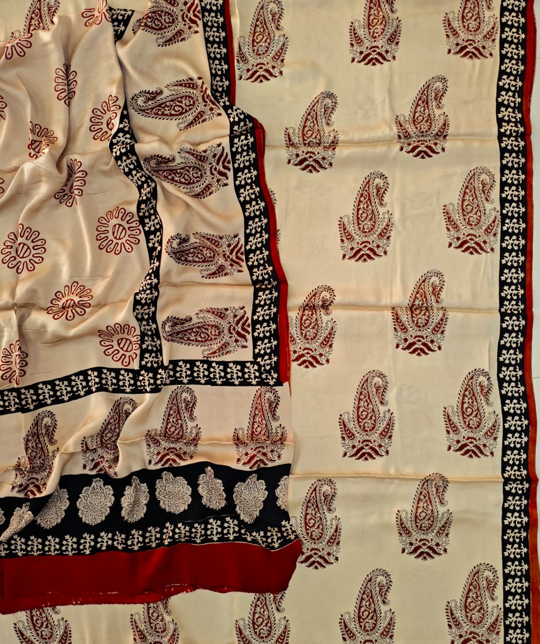Vanaspati Ajrakh Hand Block Printed Suits Modal Silk Fabric (CIT81)