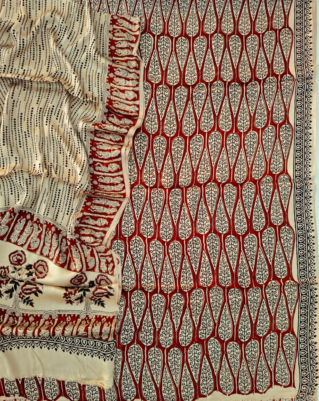 Vanaspati Ajrakh Hand Block Printed Suits Modal Silk Fabric (CIT82)