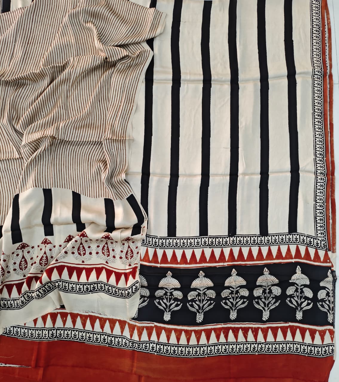 Vanaspati Ajrakh Hand Block Printed Suits Modal Silk Fabric (CIT83)