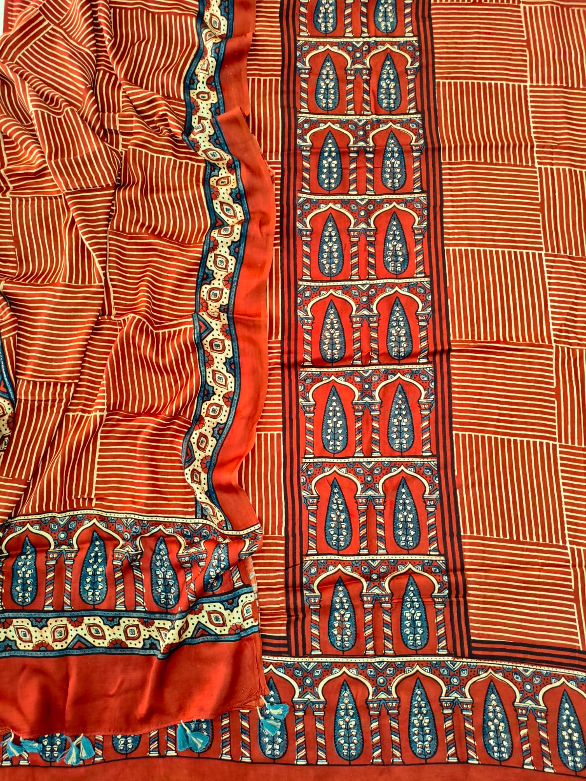 Vanaspati Ajrakh Hand Block Printed Suits Modal Silk Fabric (CIT89)