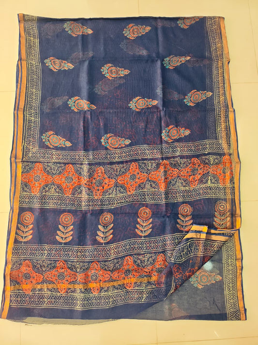 Jaipuri Block Printed Cotton Kota Doriya Saree (CIS128)