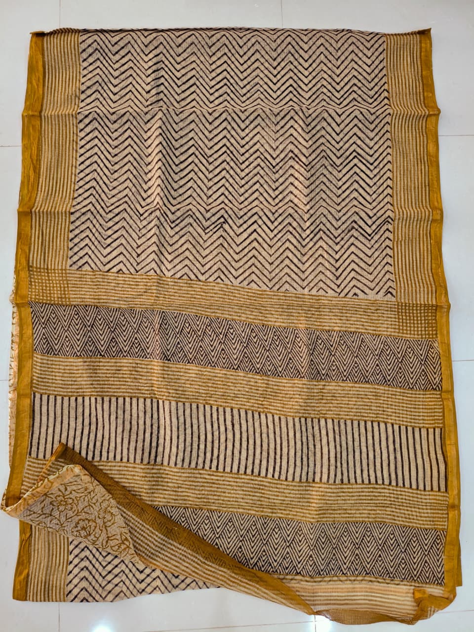 Jaipuri Block Printed Cotton Kota Doriya Saree (CIS132)