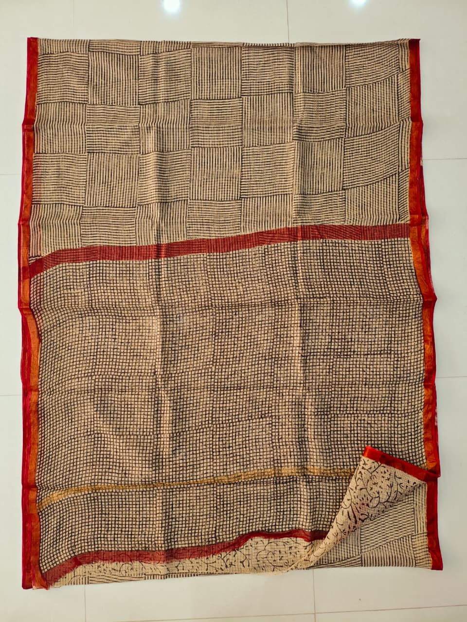 Jaipuri Block Printed Cotton Kota Doriya Saree (CIS144)