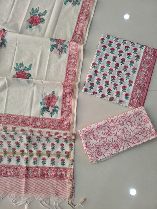 JAIPUR COTTON SUIT WITH CHANDERI DUPPATA (CSS98)