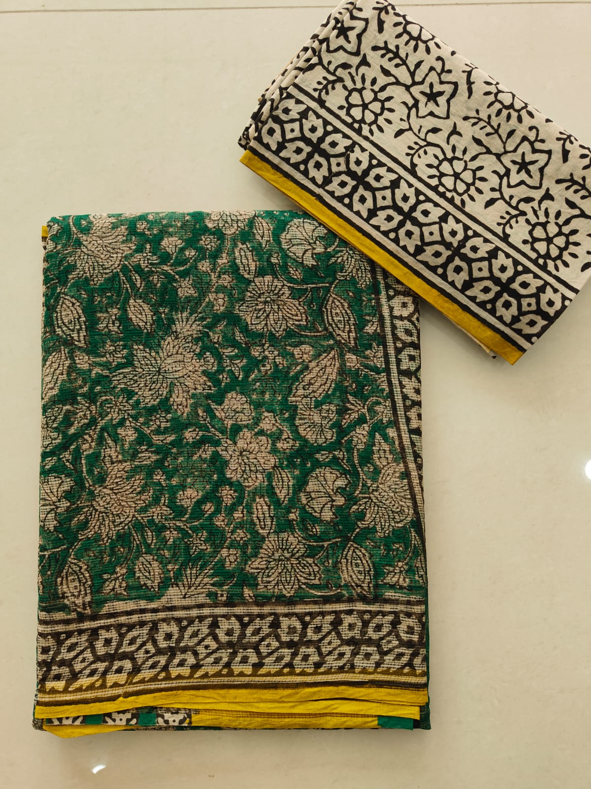 HAND BLOCK BAGRU PRINTED KOTA DORIYA SAREE WITH MULMUL BLOUSE (KDS97)