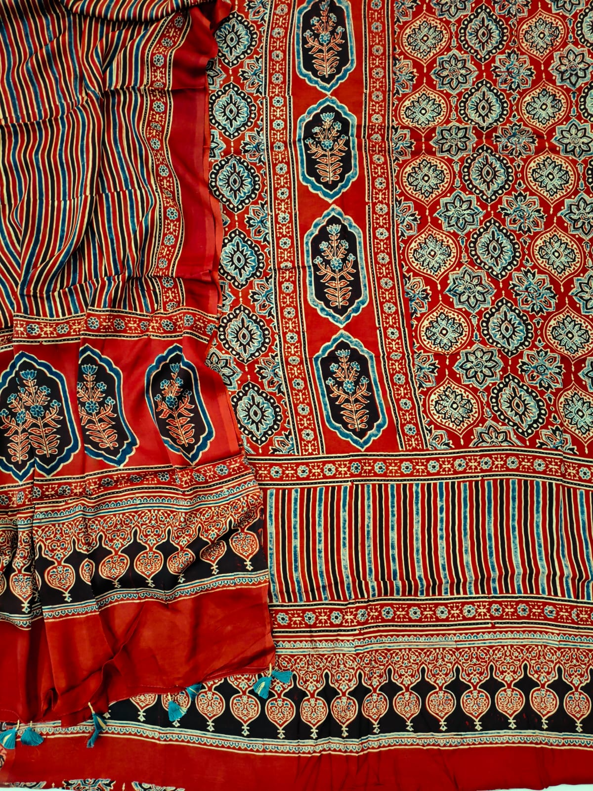 Vanaspati Ajrakh Hand Block Printed Suits Modal Silk Fabric (CIT95)