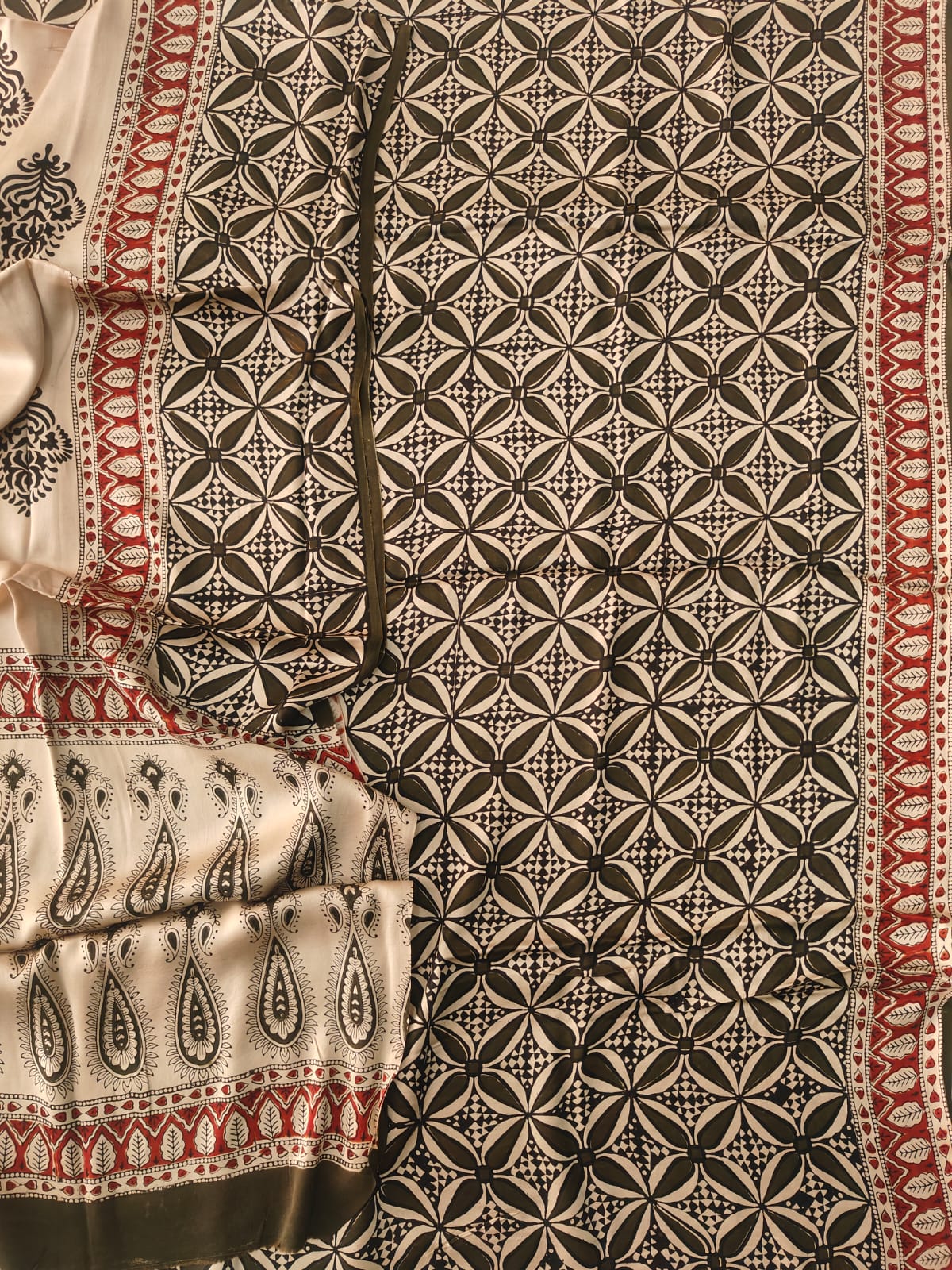 Vanaspati Ajrakh Hand Block Printed Suits Modal Silk Fabric (CIT96)