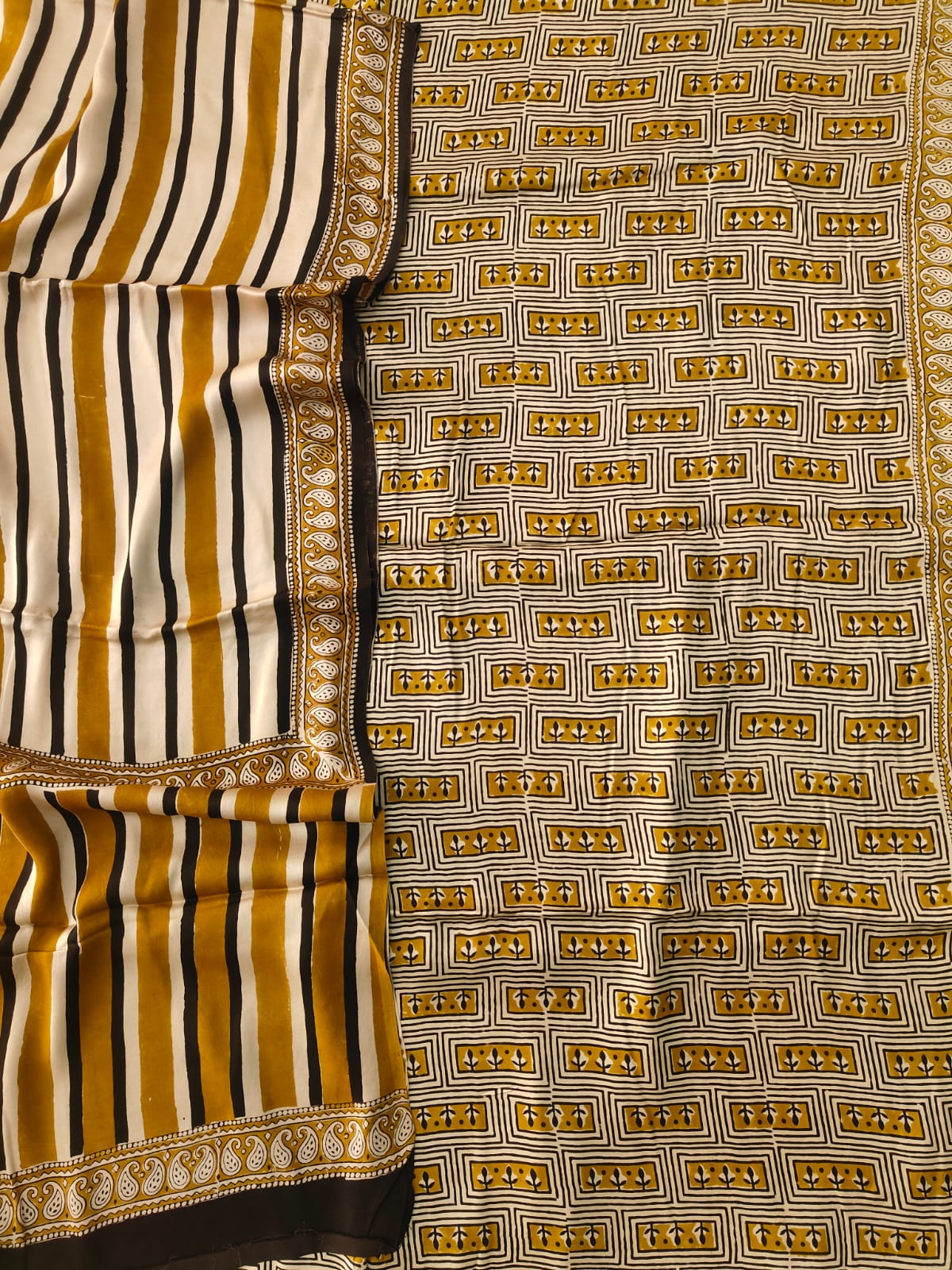 )Vanaspati Ajrakh Hand Block Printed Suits Modal Silk Fabric (CIT97)