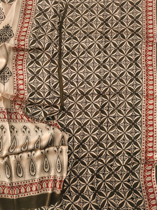 Vanaspati Ajrakh Hand Block Printed Suits Modal Silk Fabric (CIT96)
