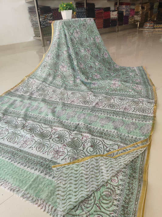Hand Brush Painted Chiffon Saree with Blouse ( CIA66)