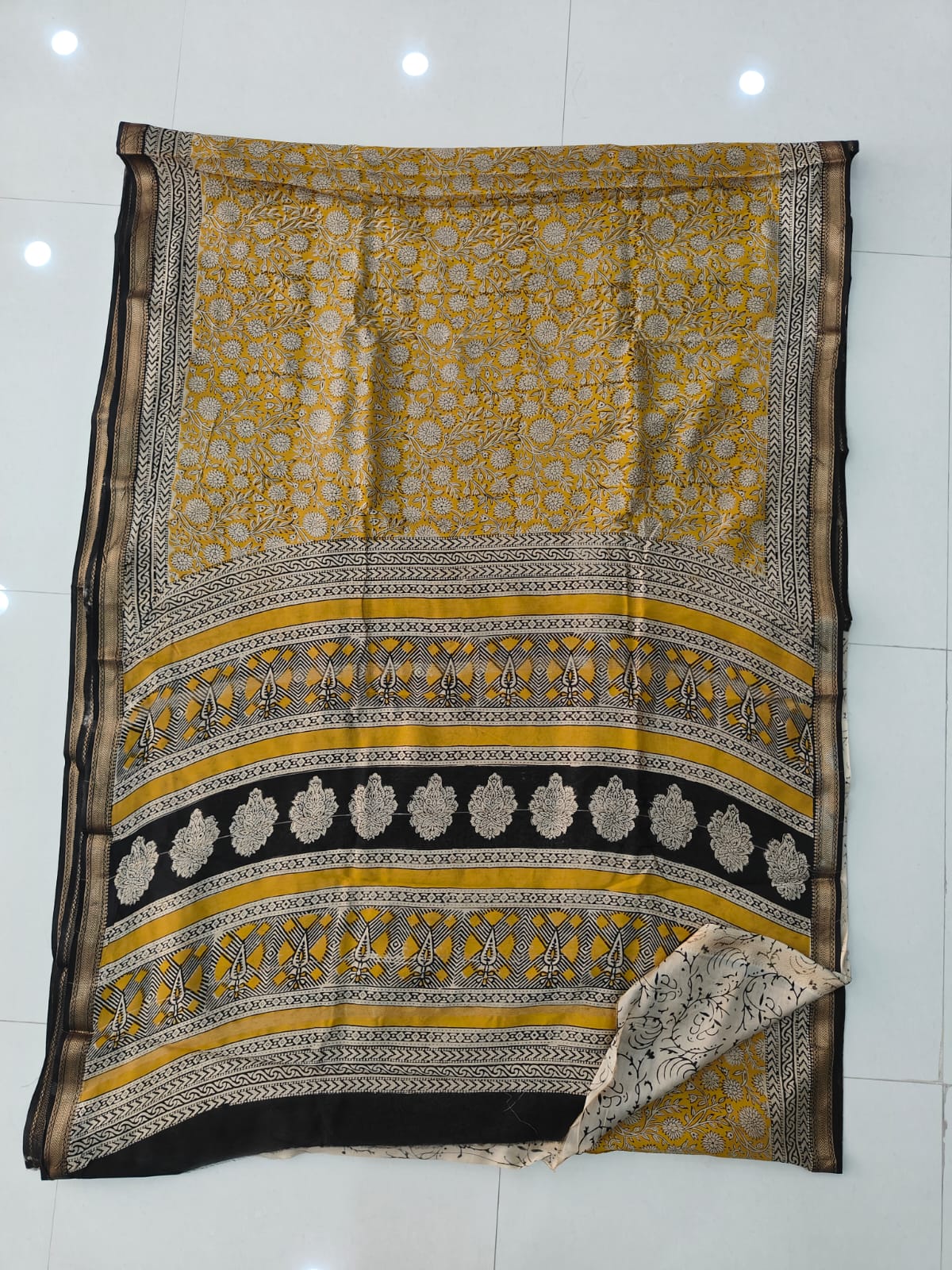 Jaipuri Hand Block Bagru Printed Maheshwari Silk Saree With Blouse (MSS168)