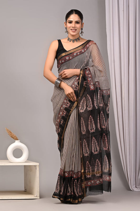 Jaipuri Block Printed Cotton Kota Doriya Saree (CIS160)