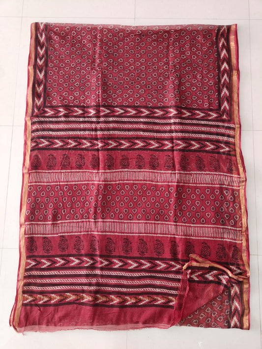 Jaipuri Block Printed Cotton Kota Doriya Saree (CIS149)