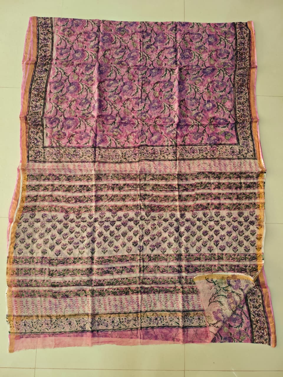 Jaipuri Block Printed Cotton Kota Doriya Saree (CIS155)