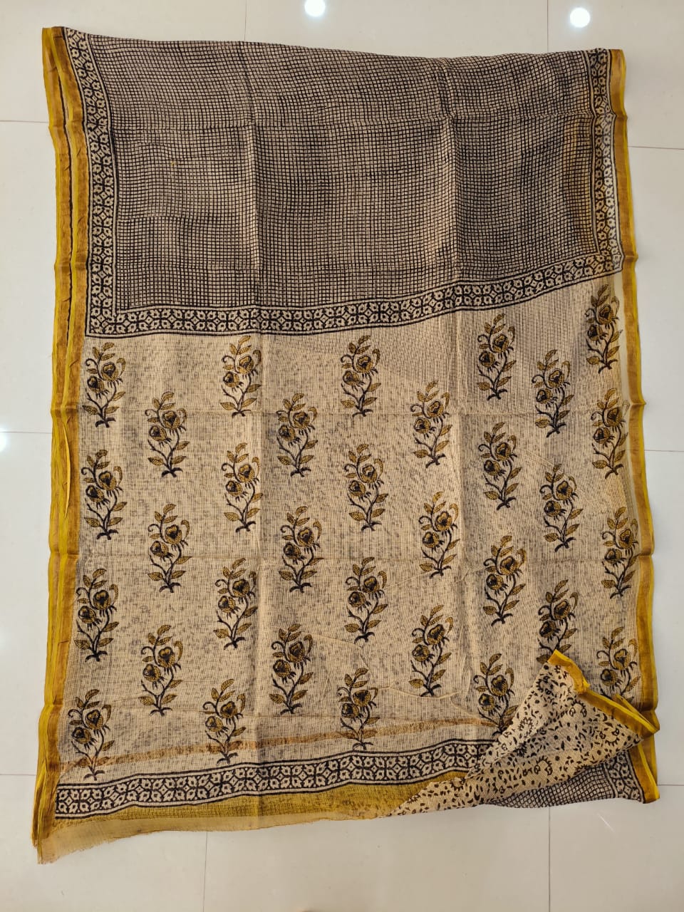 Jaipuri Block Printed Cotton Kota Doriya Saree (CIS156)