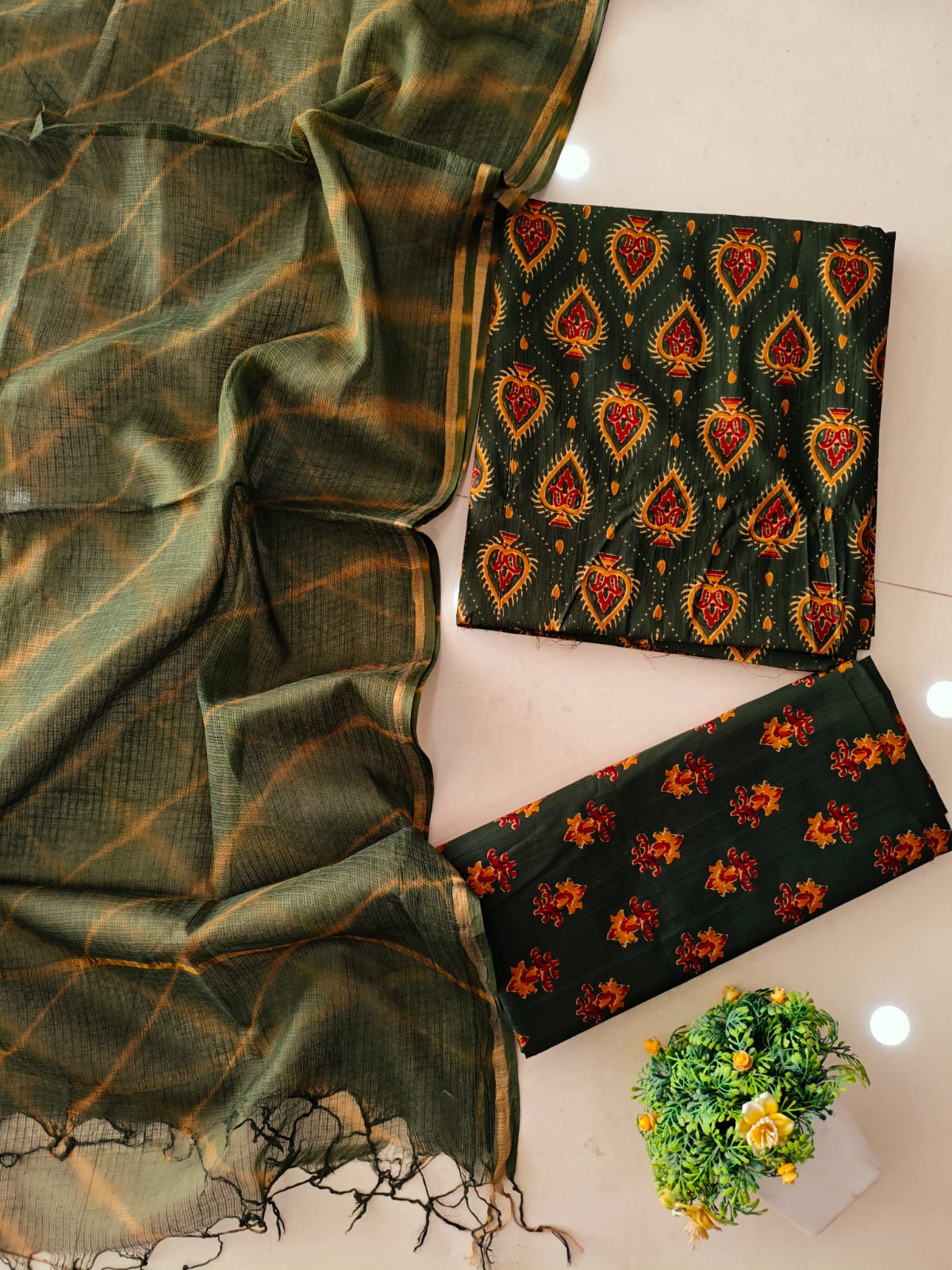 JAIPURI BLOCK PRINTED COTTON SUIT WITH KOTA DUPPATA (CKS148)