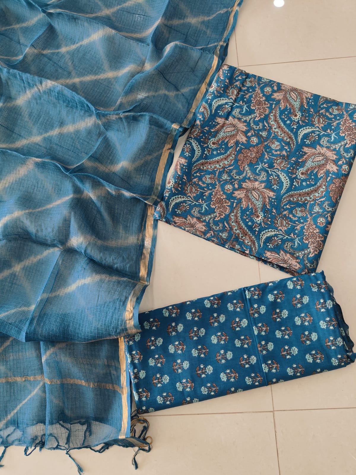 JAIPURI BLOCK PRINTED COTTON SUIT WITH KOTA DUPPATA (CKS149)